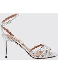 Aquazzura - Tequila Crystal-Embellished Laminated Nappa High-Heeled Sandals - Lyst