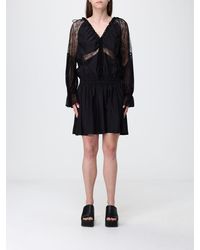 Pinko - Mini Chiffon Dress With Lace Inserts - Lyst