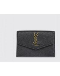 Saint Laurent - Uptown Grain De Poudre Leather Card Holder With Ysl Monogram - Lyst