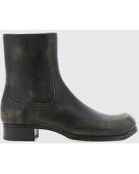 Maison Margiela - Distressed Leather Ankle Boots With Square Toe And Side Zip - Lyst