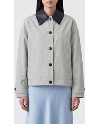 DURAZZI MILANO - Lightweight Cotton Jacket With Leather Collar And Dropped Shoulders - Lyst