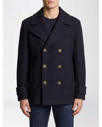Balmain - Double-Breasted Virgin Wool Blend Caban Coat With Classic Lapels - Lyst