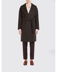 Max Mara - Belted Virgin Wool Robe Coat With Shawl Collar - Lyst
