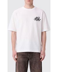 Off-White c/o Virgil Abloh - Crew Neck Cotton T-Shirt With Contrast Logo And Dropped Shoulders - Lyst
