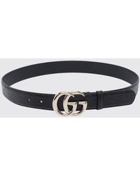 Gucci - Calfskin Leather Belt With Gg Monogram Buckle - Lyst
