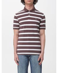 Sun 68 - Striped Cotton Polo Shirt With Logo - Lyst