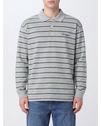 DUNST - Striped Long-Sleeved Cotton Polo Shirt With Ribbed Collar - Lyst