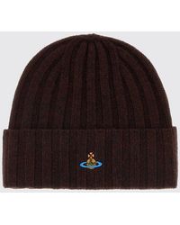 Vivienne Westwood - Ribbed 100% Cashmere Beanie With Embroidered Orb Logo - Lyst