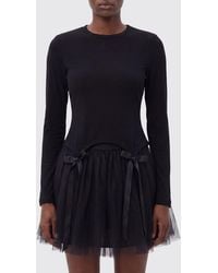 Simone Rocha - Long-Sleeved Lyocell Top With Embroidery And Bow - Lyst