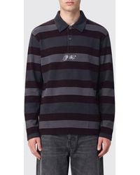 Off-White c/o Virgil Abloh - Striped Long-Sleeved Cotton Polo Shirt With Contrast Logo - Lyst