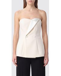 P.A.R.O.S.H. - P.A.R.O.S.H. Double-Breasted Virgin Wool Evening Top With Sweetheart Neckline - Lyst