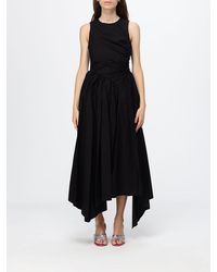 MSGM - Asymmetric Off-The-Shoulder Cotton Midi Dress With A Crew Neck - Lyst