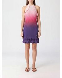 CASABLANCA - Ribbed Jersey Mini Sheath Dress With Halter Neck And Ruffles - Lyst