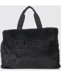 Liu Jo - Large Faux Fur Tote Bag With Double Handle And Embroidered Logo - Lyst