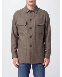 Tagliatore - Pure Virgin Wool Shirt Jacket With Flap Pockets And Curved Hem - Lyst