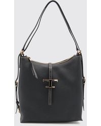Tod's - T Timeless Grained Leather Shoulder Bag With Zip Closure - Lyst
