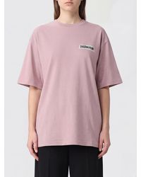 Balenciaga - Relaxed Fit Cotton T-Shirt With Contrast Logo And Dropped Shoulders - Lyst