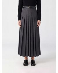 Self-Portrait - High-Waisted Pleated Wool-Blend Midi Skirt With Belt - Lyst
