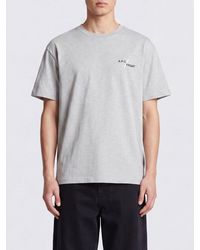 A.P.C. - Cotton T-Shirt With Contrast Logo And Dropped Shoulders - Lyst