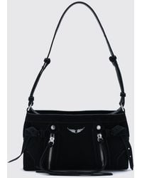 Zadig & Voltaire - Zadig &Amp Voltaire Madison Suede And Leather Shoulder Bag With Metallic Logo - Lyst