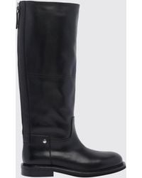 Poeve - Smooth Calfskin Knee-High Boots With Back Zip And A Low Heel - Lyst