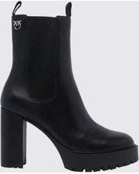 Pinko - Chelsea-Boots Clara Aus Leder Mit Plateausohle Und Love Birds-Logo - Lyst