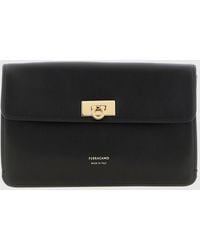 Ferragamo - Mini Calfskin Leather Crossbody Bag With Gancini Logo - Lyst