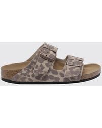 Birkenstock - Arizona Animal Print Suede Flat Sandals With Double Strap - Lyst