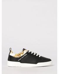 Versace Jeans Couture - Leather Sneakers With Baroque Print - Lyst
