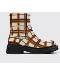 CAMPERLAB - Vamonos Ponyskin Ankle Boot With Plaid Print - Lyst