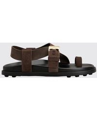 Tod's - Suede Thong Sandals With Low Heel And Strap - Lyst