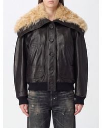 The Attico - Relaxed Fit Shearling Bomber Jacket With Fur Collar - Lyst