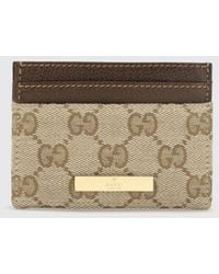 Gucci - Gg Supreme Canvas Card Holder With Metal Logo Plaque - Lyst