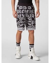 Philipp Plein - Cotton Jersey Jogging Shorts With Printed Logo - Lyst