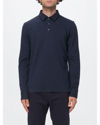 Zanone - Long-Sleeve Cotton Polo Shirt With Ribbed Collar And Three Buttons - Lyst