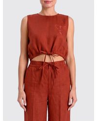 Twinset - Embroidered Linen Crop Top - Lyst