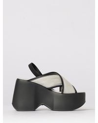 Vic Matié - Vic Mati&Eacute Cotton Denim Wedge Sandals - Lyst