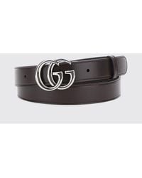 Gucci - Gg Marmont Smooth Calfskin Belt With Monogram Buckle - Lyst