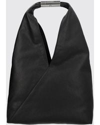 MM6 by Maison Margiela - Japanese Grained Leather Shoulder Bag With Stitch Logo - Lyst