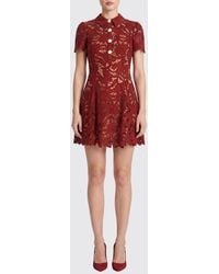 Self-Portrait - Jewel Button Lace Mini Shirt Dress - Lyst