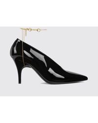 Gucci - Leather Décolletté Pumps With Jewel - Lyst