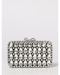 Self-Portrait - Satin Clutch With Rhinestones - Lyst