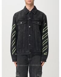 Off-White c/o Virgil Abloh - Arrow Outline Denim Jacket With Irregular Diagonal Stitching - Lyst