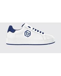 Philipp Plein - Two-Tone Monogram Leather Low-Top Trainers With Hexagon Logo - Lyst