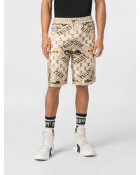 Philipp Plein - Silk Shorts With Graphic Print And Drawstring Waist - Lyst