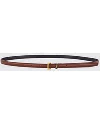 Saint Laurent - Smooth Calfskin Leather Belt With Ysl Monogram Buckle - Lyst