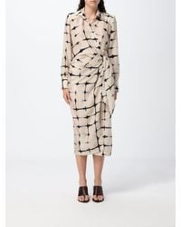 Crida Milano - Habotai Silk Midi Wrap Chemisier Dress With Long Sleeves - Lyst