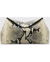 TOTEME - T-Lock Python-Print Leather Clutch With Metal Closure - Lyst