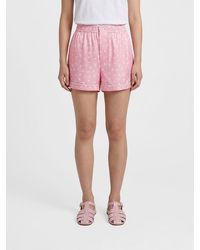 Moschino - Printed Silk Shorts - Lyst