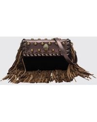 Kurt Geiger - Oxford Animal Print Leather Mini Shoulder Bag With Studs And Fringes - Lyst